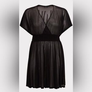 Mesh Smock Waist Coverup Dress